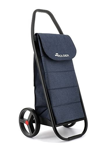 2-Wheel Aluminium Folding Shopping Trolley Big Bag with Pockets – Navy