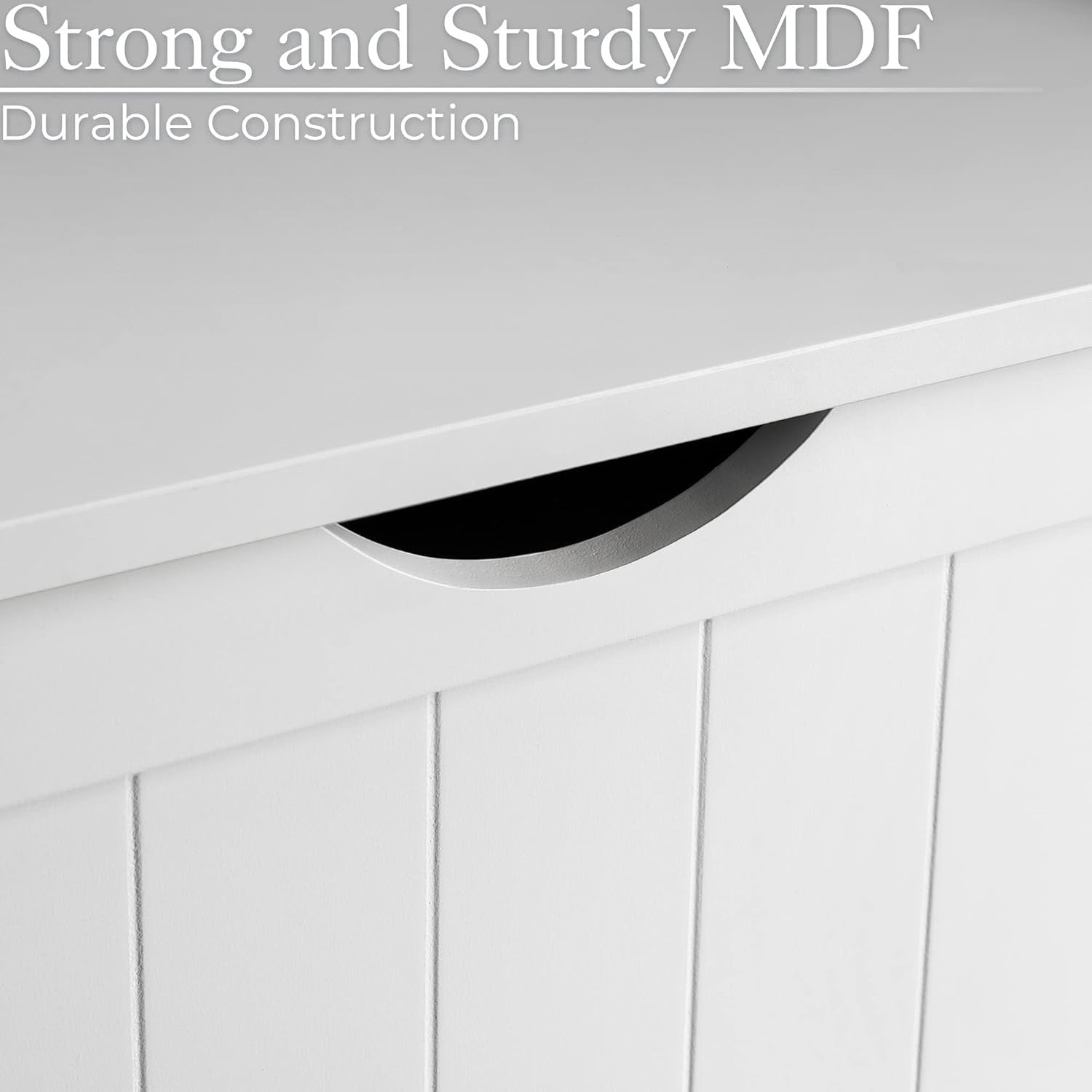 Wooden Laundry Storage Box Bathroom Hamper Cabinet Linen Clothes Chest White