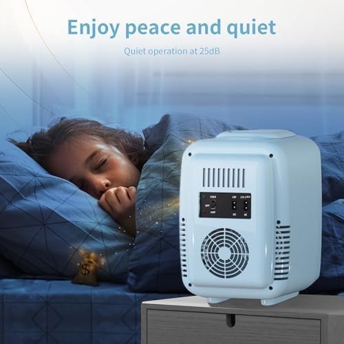 Portable Mini Fridge 4L 6 Can Cooler Warmer AC DC Silent Bedroom Car