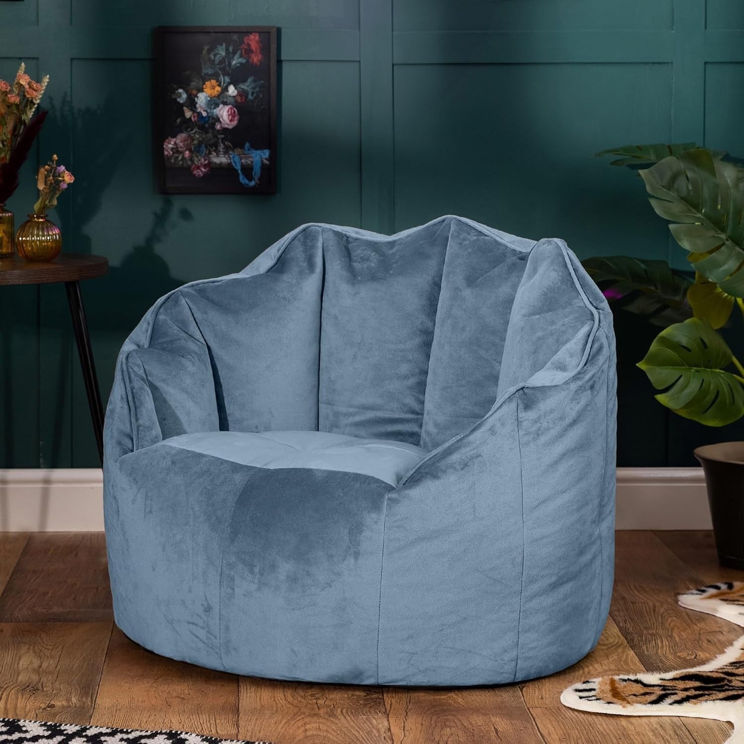 Large Velvet Bean Bag Chair Adult Seat | Living Room Lounge Furniture