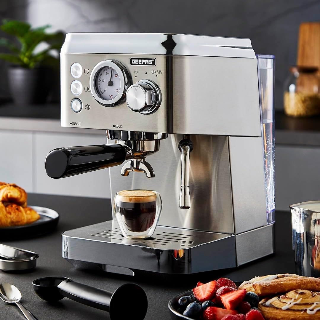 15 Bar Espresso Machine 1.8L | Milk Frother | 1140W | Grinder Combo