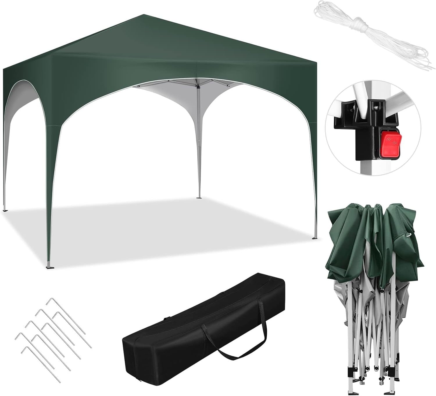 3x3M Pop-Up Gazebo Folding Event Tent Waterproof UV-Protected Green