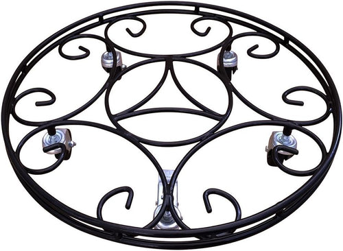 Heavy Duty 22" Round Metal Plant Pot Caddy with Wheels Large Flower Trolley