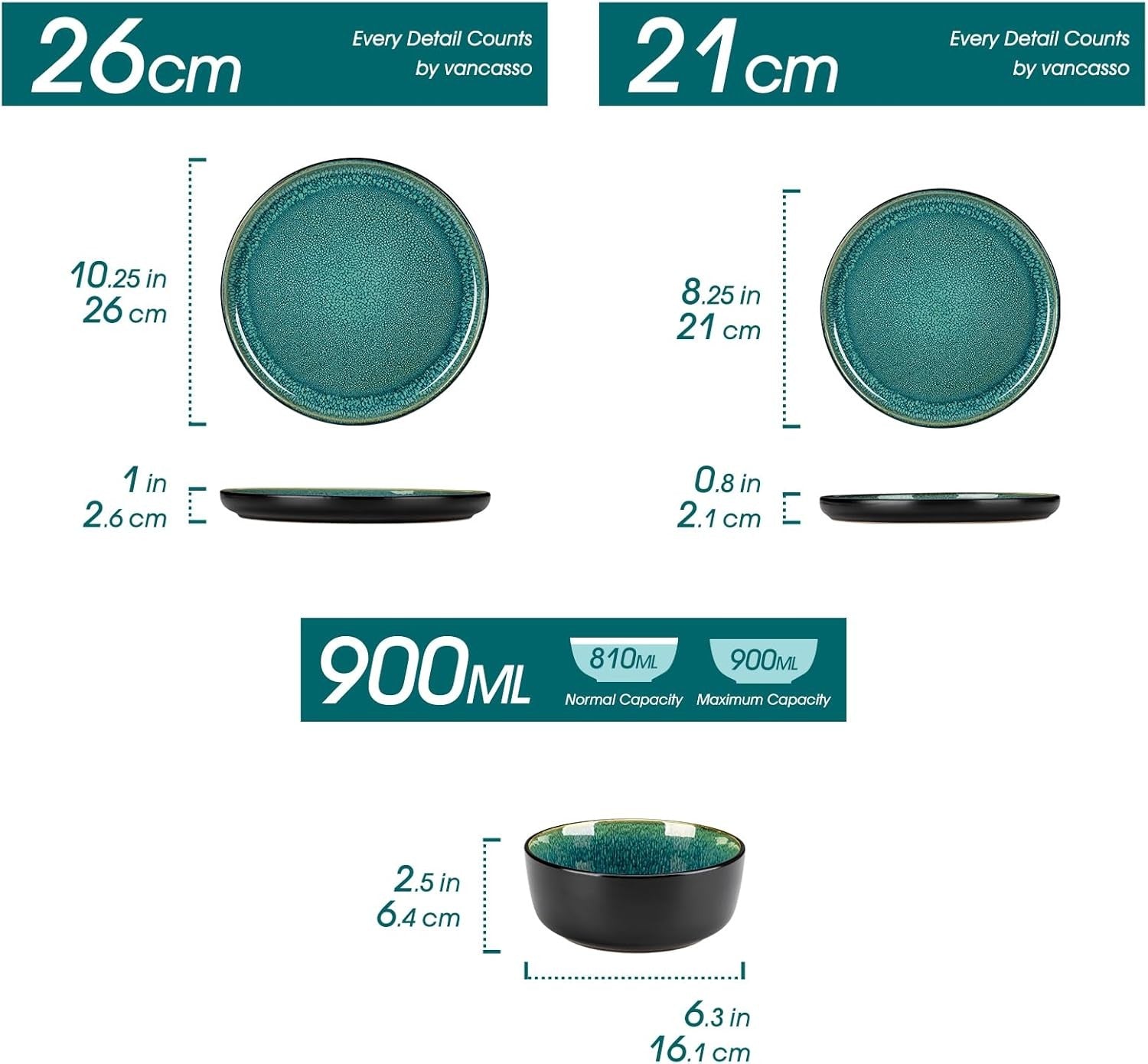 36pc Green Stoneware Dinner Set Plates Bowls Reactive Glaze Service for 12