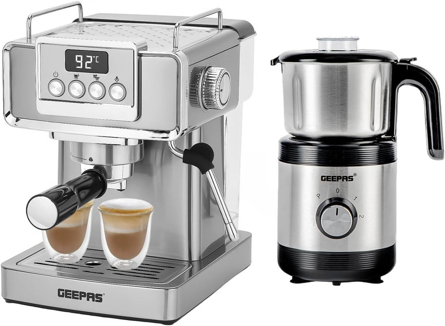 1465W Espresso Machine & 450W Grinder Set | 20-Bar Pressure | Milk Frother