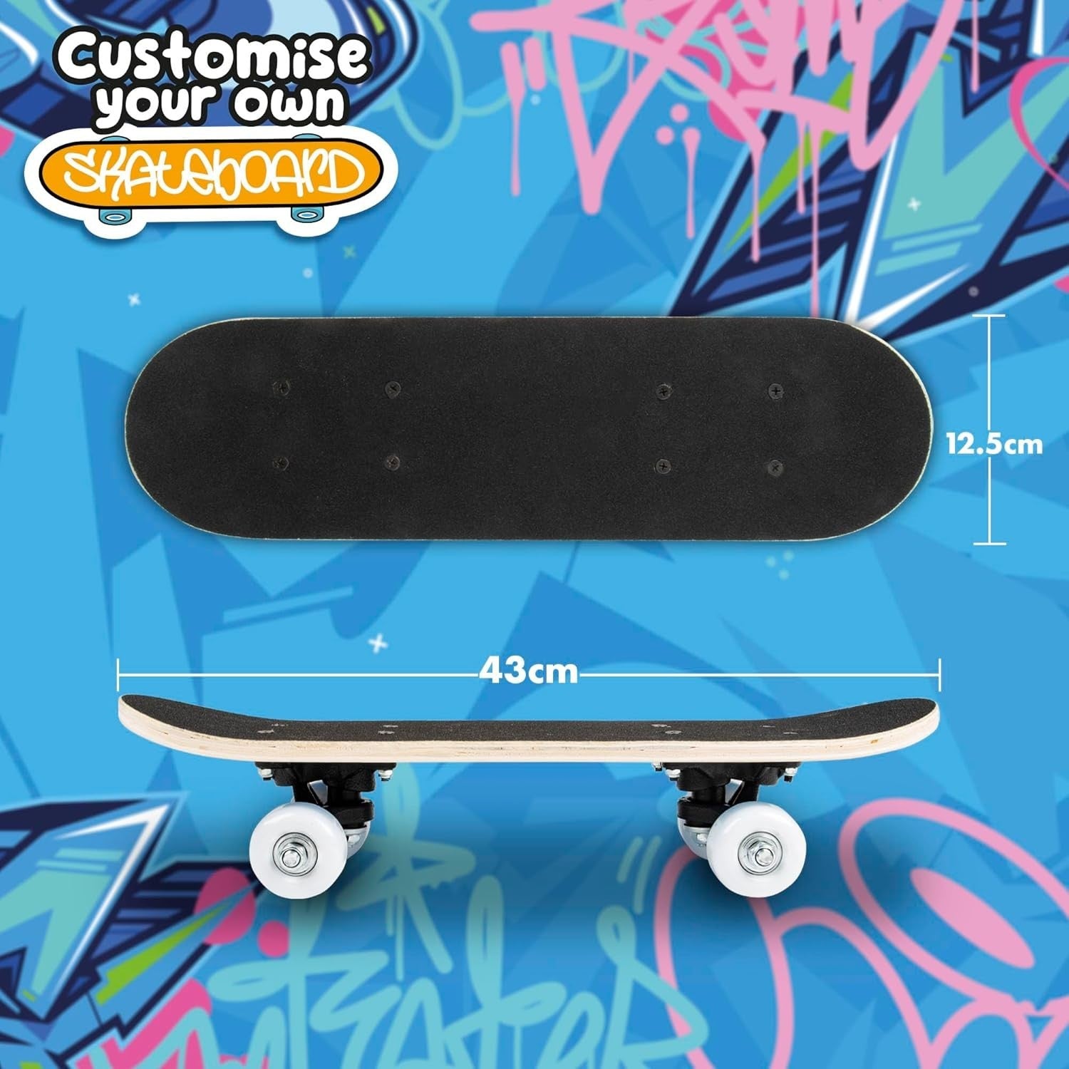 Kids Mini Skateboard 17" Custom Decorate Beginner Board Gift Boys Girls