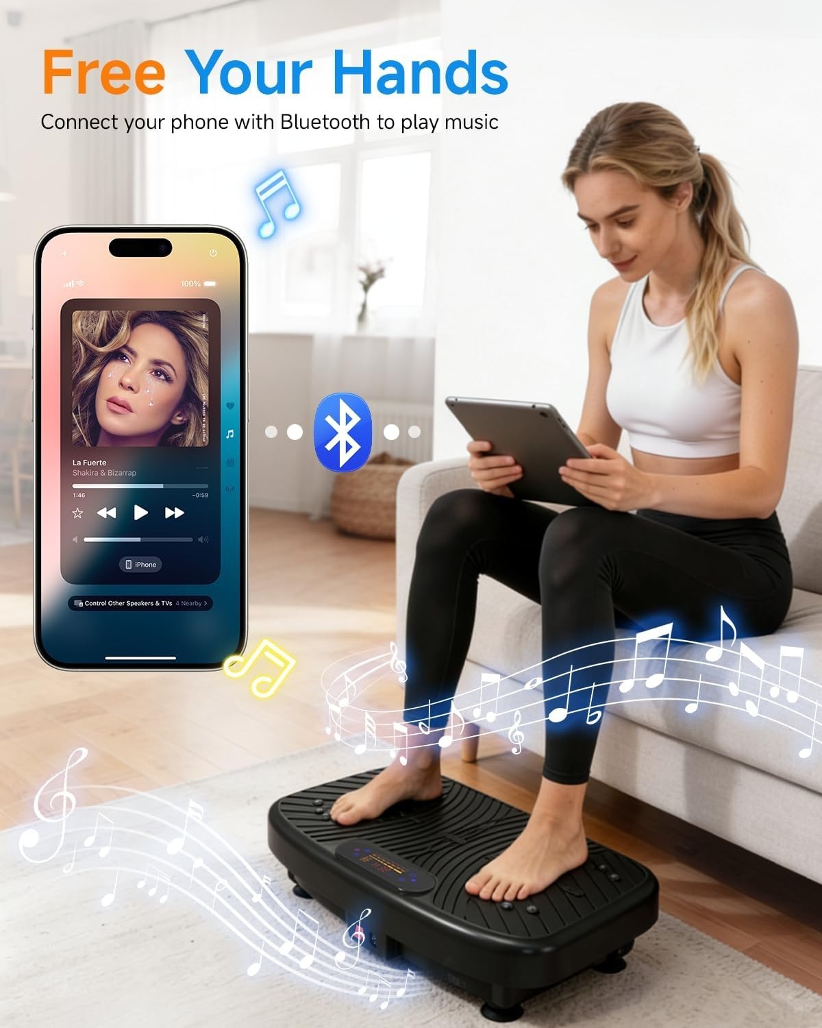 Vibration Plate Exercise Machine 200 Speeds Lymphatic Fat Burn Home