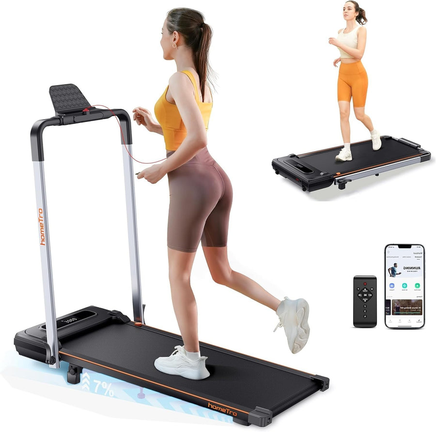 7% Incline Foldable Walking Pad 12km/h, 2.5HP, Under-Desk Treadmill Home