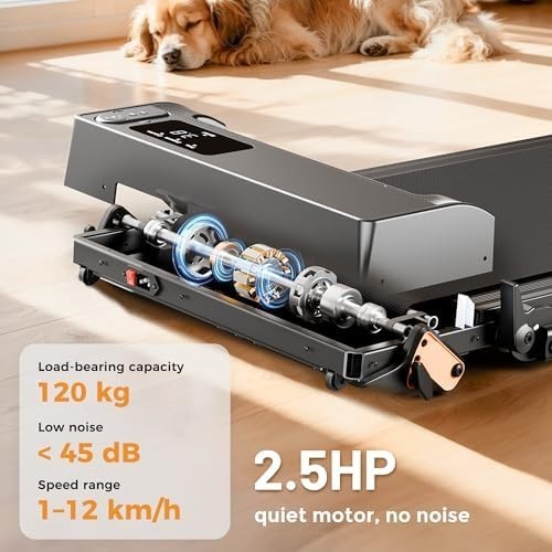 Foldable Treadmill 2.5HP 1-12km/h Incline Under Desk Smart Home Pad