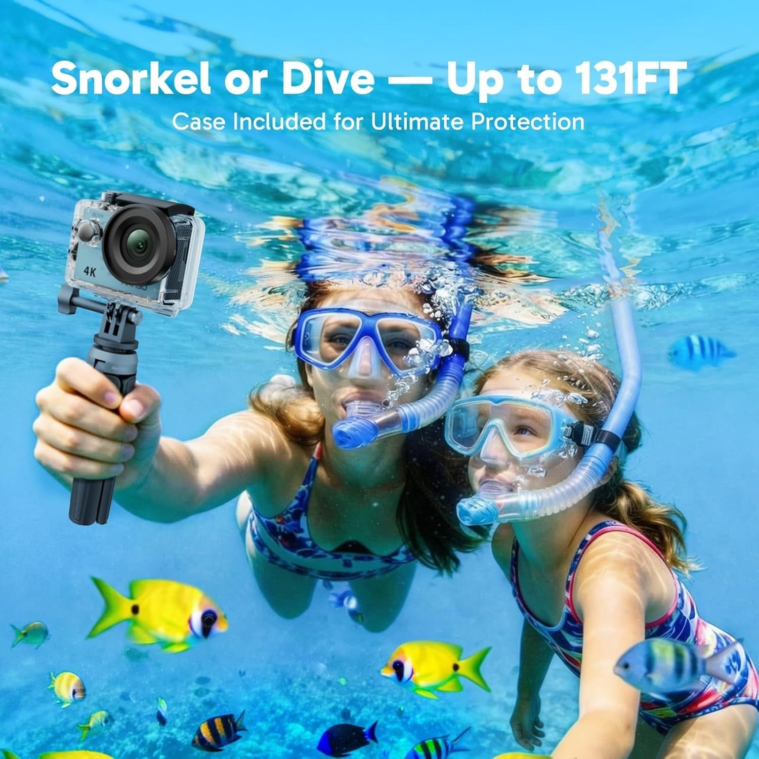 4K Action Camera 20MP Waterproof Sports Cam WiFi Remote Blue Kit