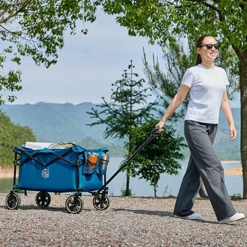 200L Folding Camping Trolley Wagon Heavy Duty All-Terrain Wheels