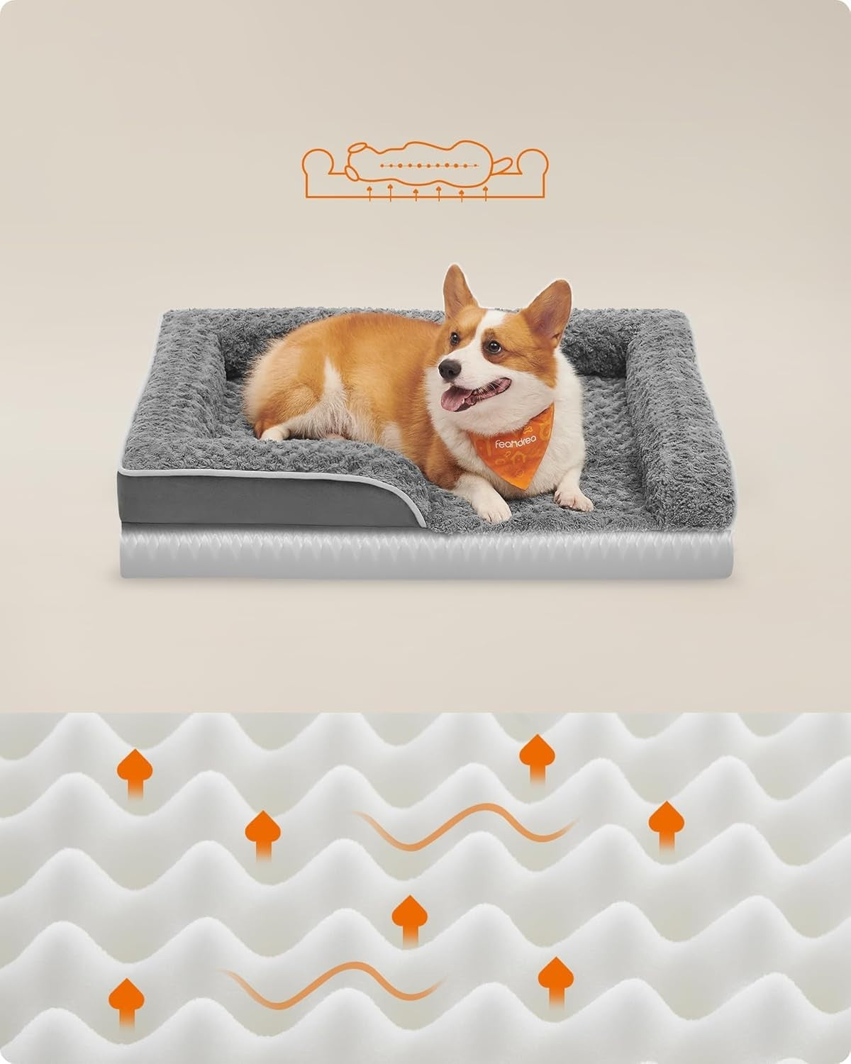 Large Orthopedic Dog Sofa Bed 91x68cm Memory Foam Slate