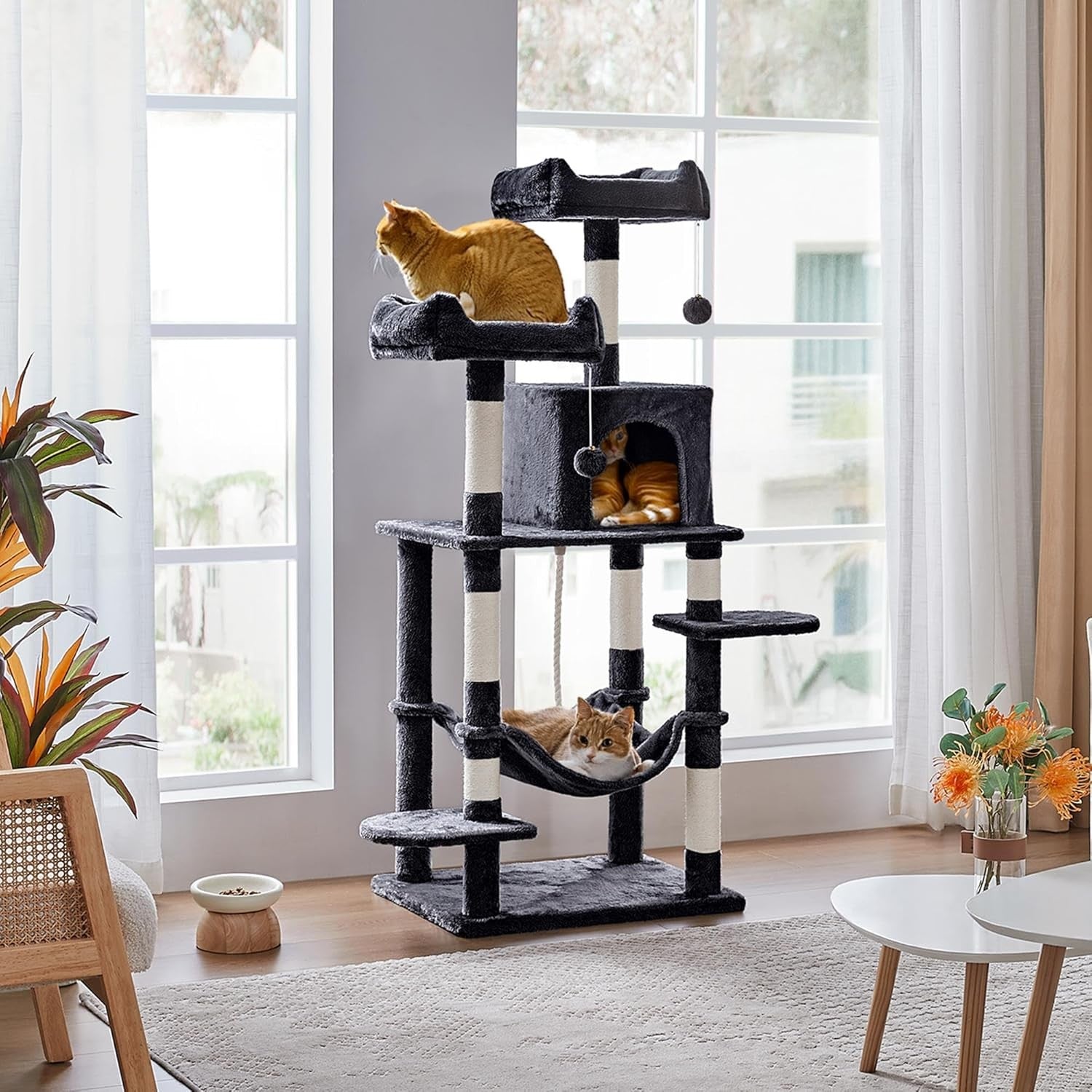 Large Cat Tree Tower 150cm Scratching Post Condo Hammock Climbing Centre