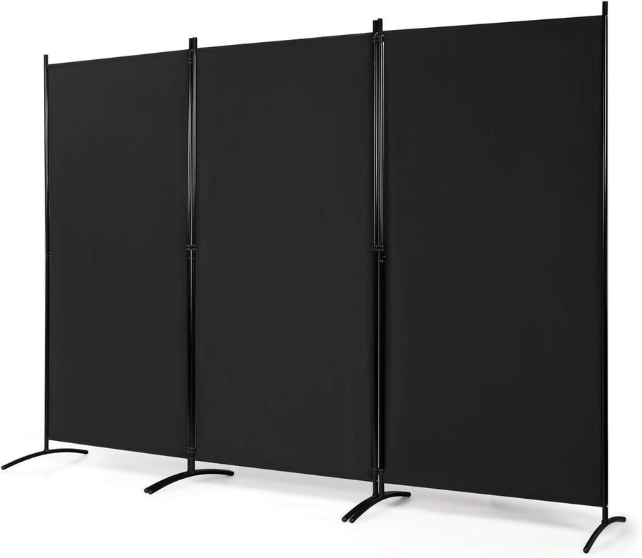 3 Panel Black Folding Room Divider Privacy Screen Partition for Bedroom Office