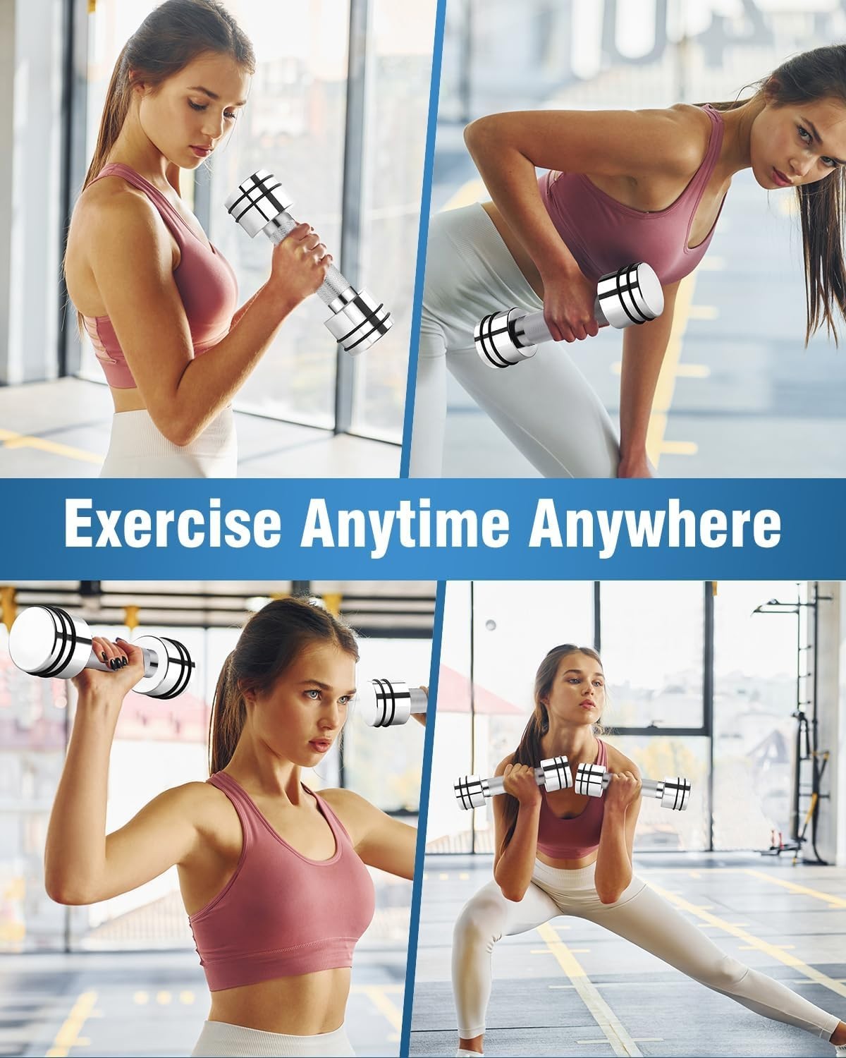 Adjustable Steel Dumbbells Set 2pcs 1–10kg Compact Home Gym Weights