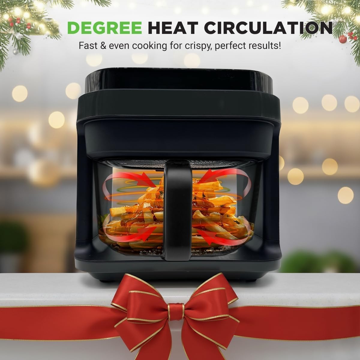 5.8QT Air Fryer 8 Presets Clear Window 1200W Touch LED Timer Temp Control