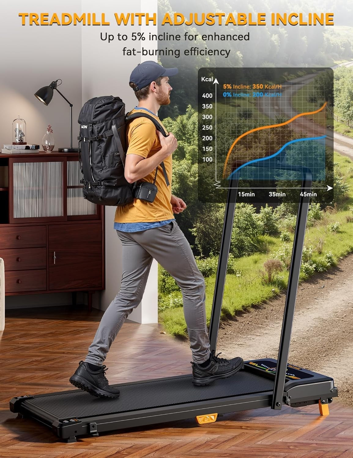 Compact Under Desk Treadmill 5% Incline Quiet 2.5HP Home/Office Use