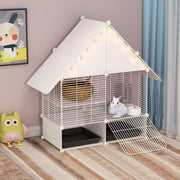 Indoor Rabbit Cage 2 Storey Small Animal Hutch Clean Trays Urine Guard