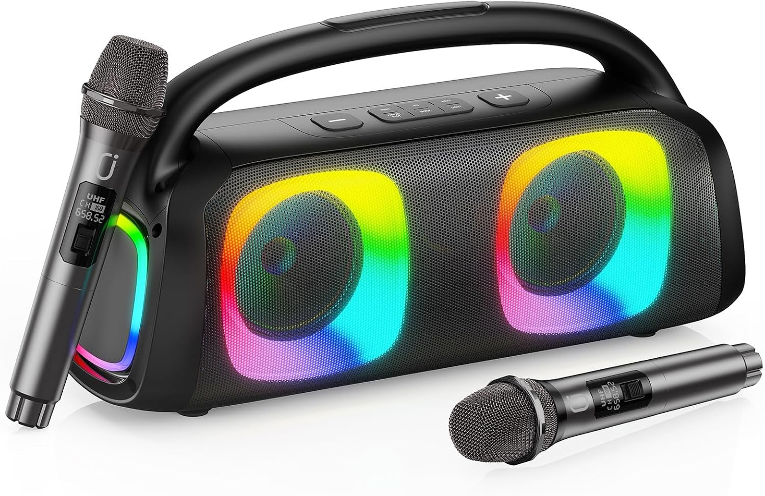 Karaoke Machine with 2 Wireless Mics Bluetooth 5.3 LED