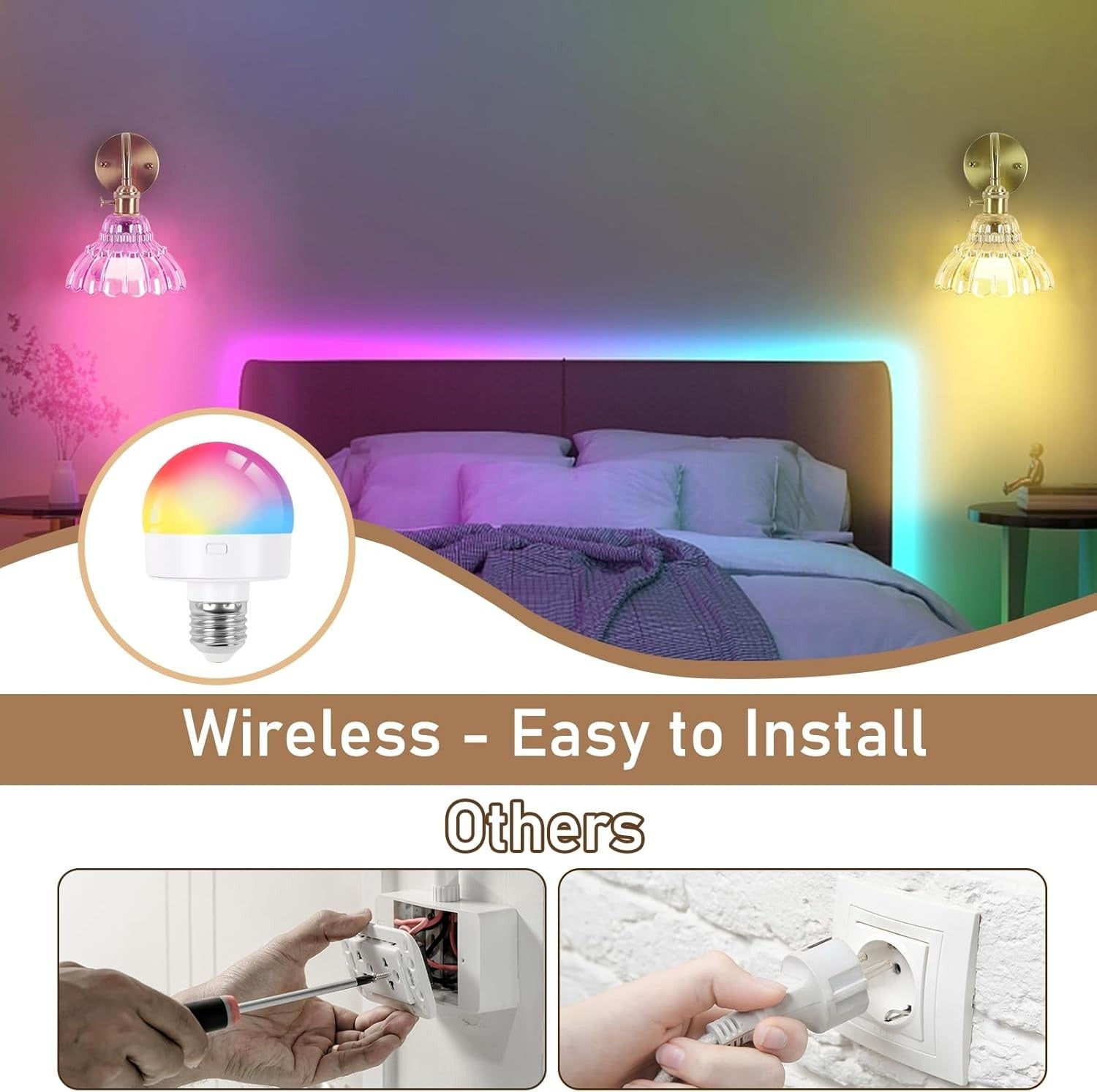 Rechargeable Vintage Wall Lights Amber Glass Dimmable Remote 2-Pack