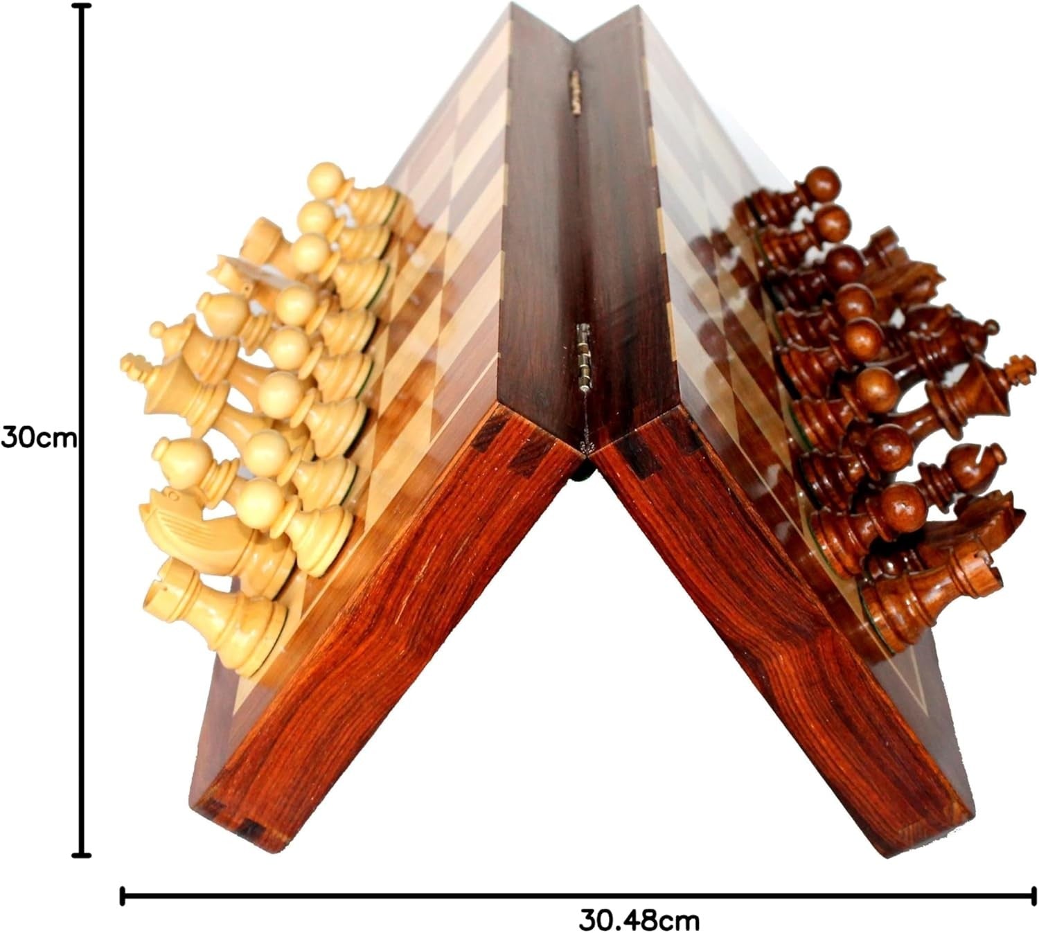 31cm Wooden Magnetic Chess Set Folding Board with Storage Handcrafted Luxury