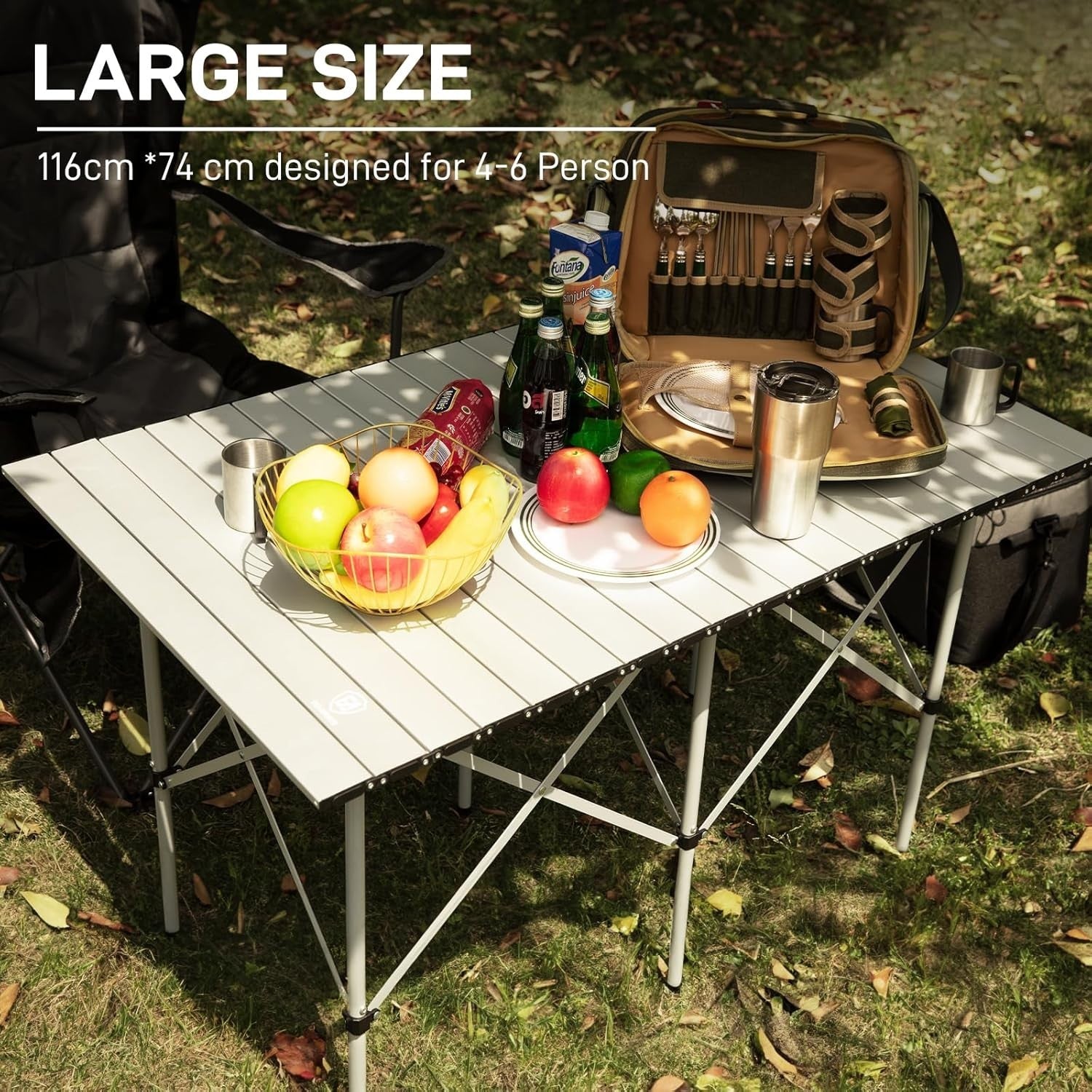 Heavy Duty Folding Camping Table Aluminium Roll Top Portable Outdoor Picnic