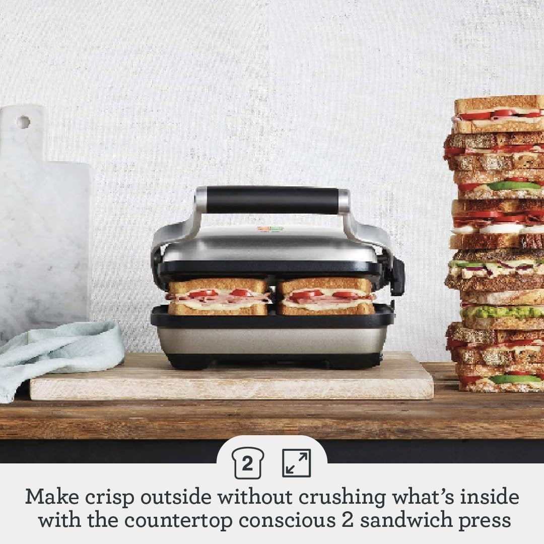 Single Sandwich Press Toaster 1500W Adjustable Height Non-Stick