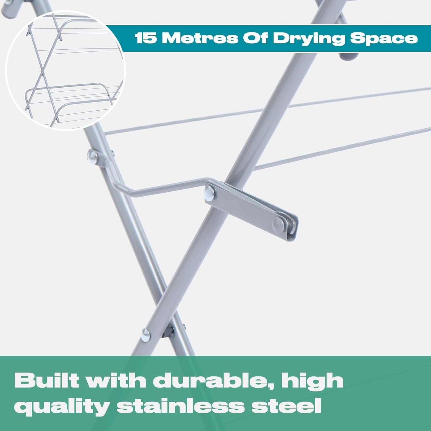 3 Tier Clothes Airer Folding Drying Rack 15m Space Indoor Laundry Horse