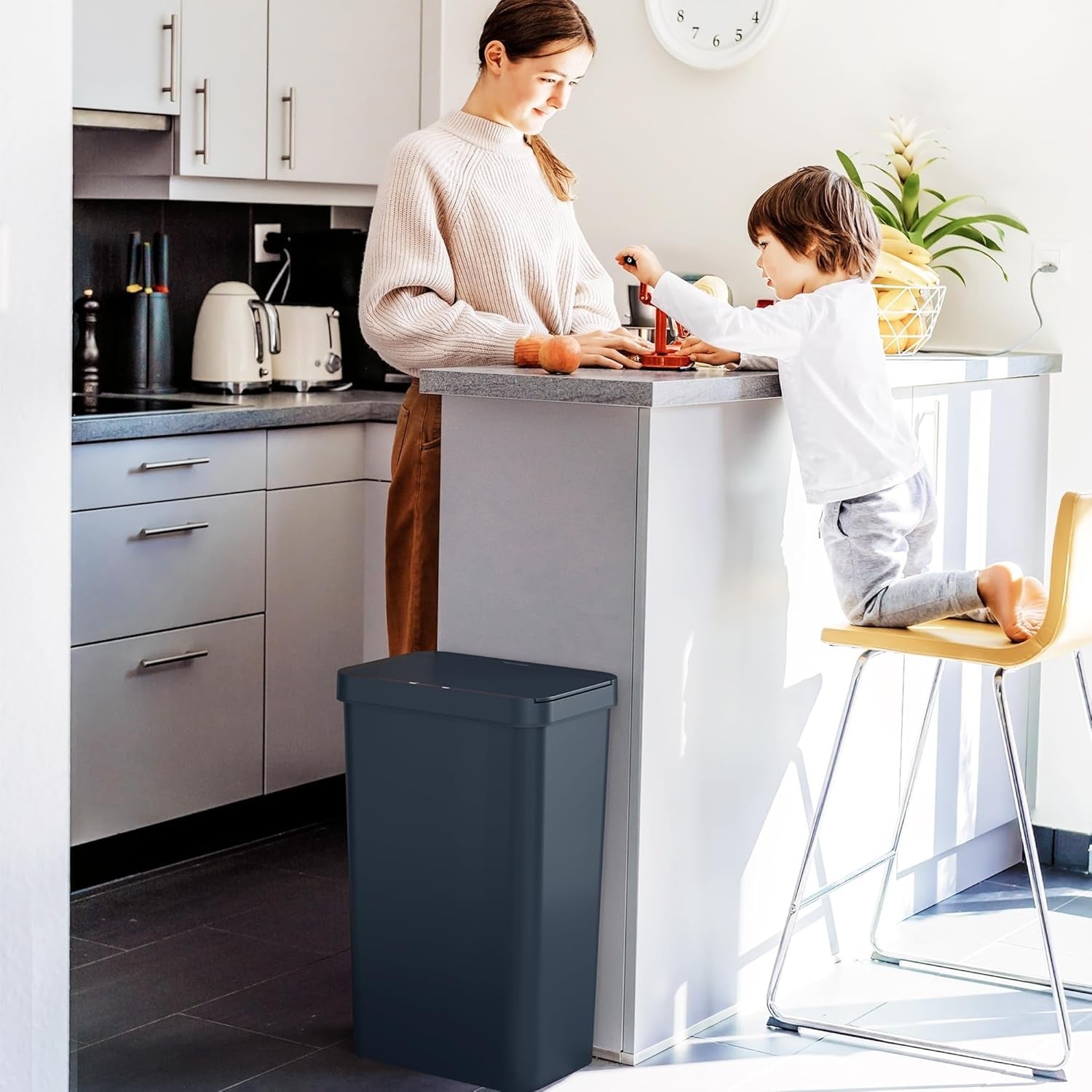 13 Gallon Touchless Sensor Kitchen Trash Can Slim Auto Black