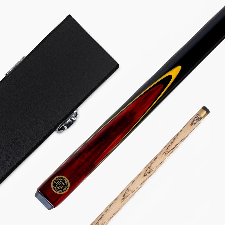 57in Snooker Pool Cue 2 Piece Centre Joint 9.5mm Tip Case