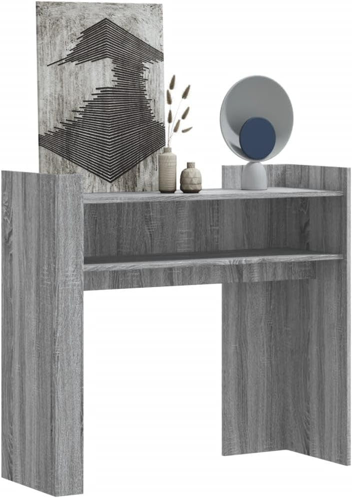 Grey Sonoma Console Table with Storage Shelves, 100x35x90cm, Durable