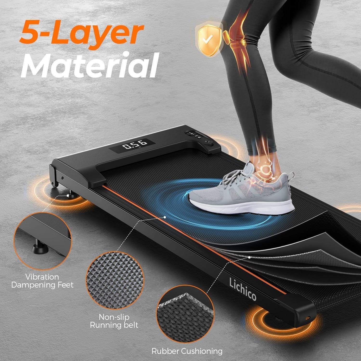 Under Desk Walking Treadmill 0-9% Incline 40x100cm Belt Smart App