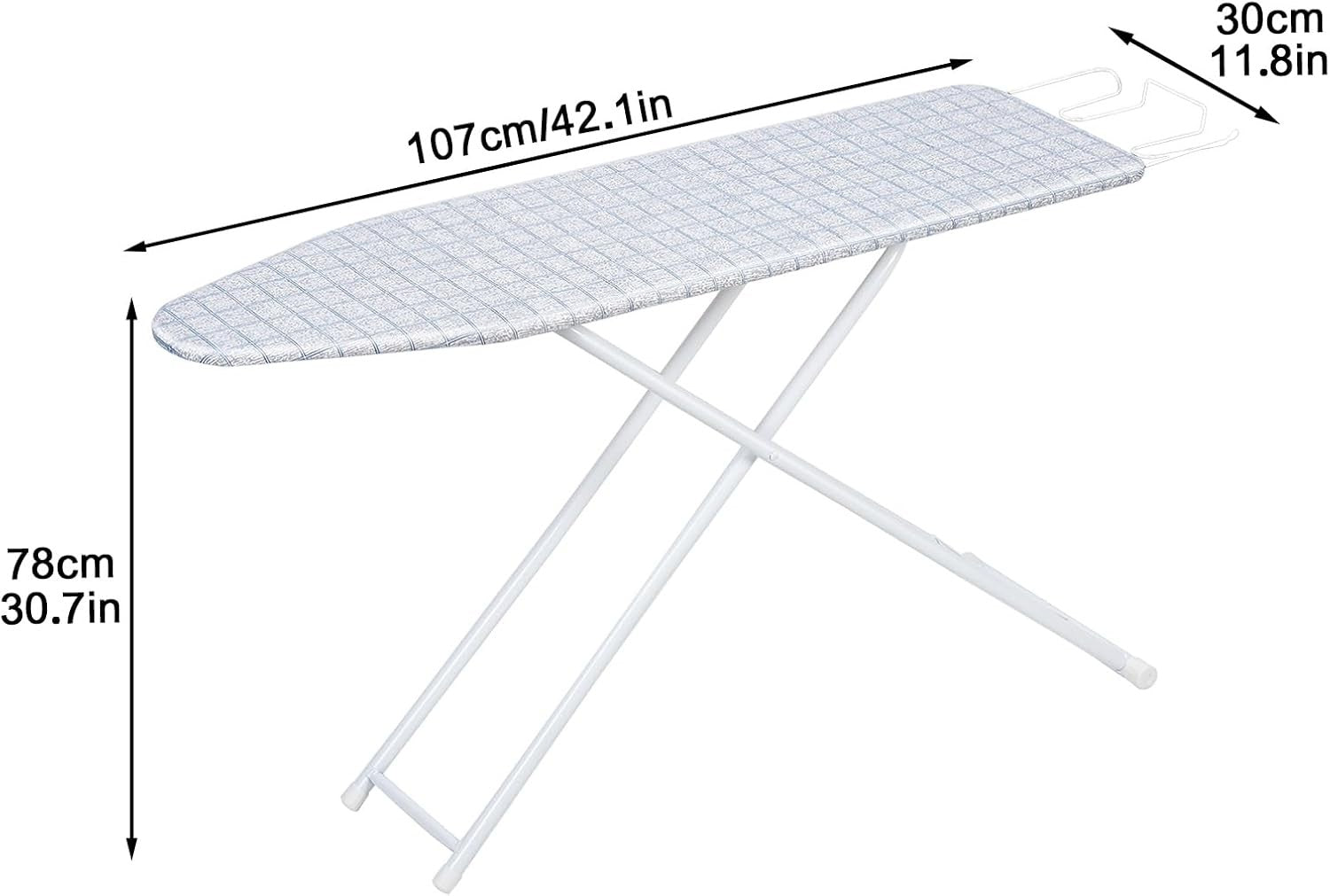 Foldable Ironing Board 107x30cm Extra Wide Lightweight with Iron Rest