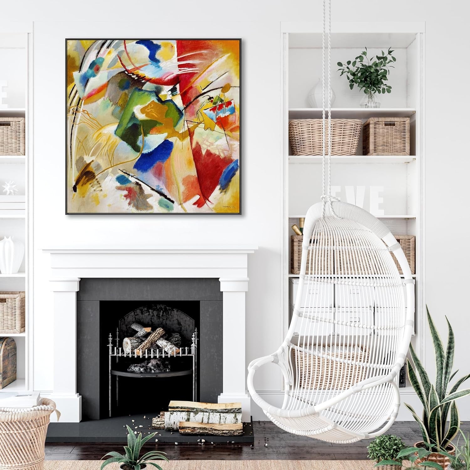 Large Abstract Canvas Wall Art 100x100cm Framed Colourful
