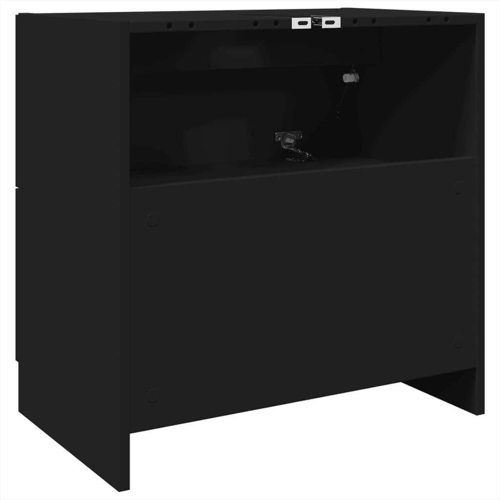 Black Under Sink Bathroom Cabinet 59x37x59cm Modern Vanity Storage Unit