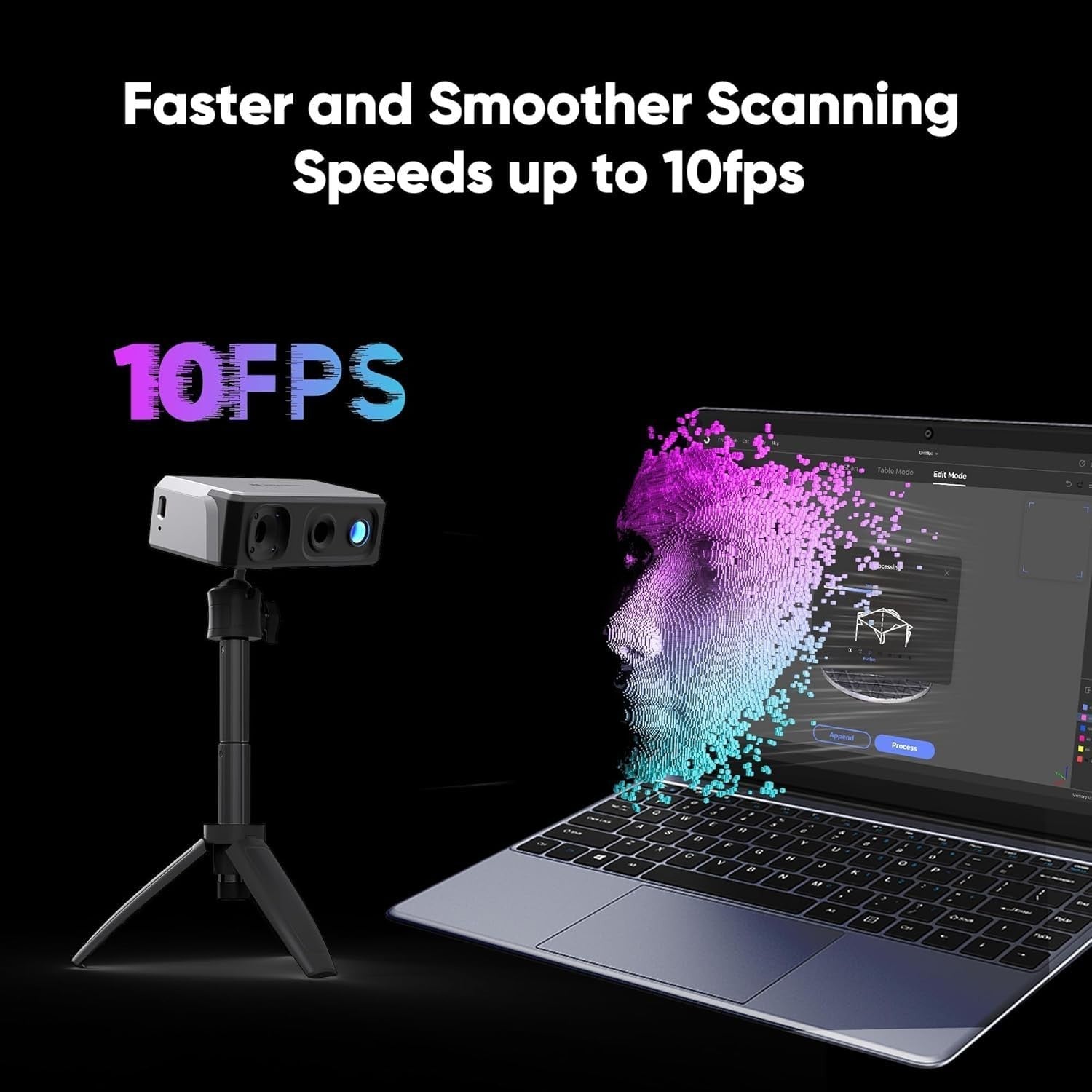 Handheld 3D Scanner 0.02mm Precision Anti Shake 10FPS Win Mac Fast Scan