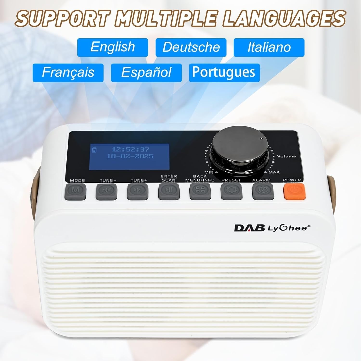 Portable DAB+ FM Digital Radio Bluetooth USB TF Card Rechargeable