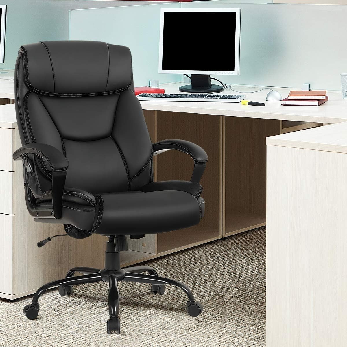 Big & Tall Massage Office Chair 500lbs PU Leather Recline Swivel Ergonomic