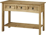Rustic Console Table with 3 Drawers – Solid Pine Hallway Storage Unit
