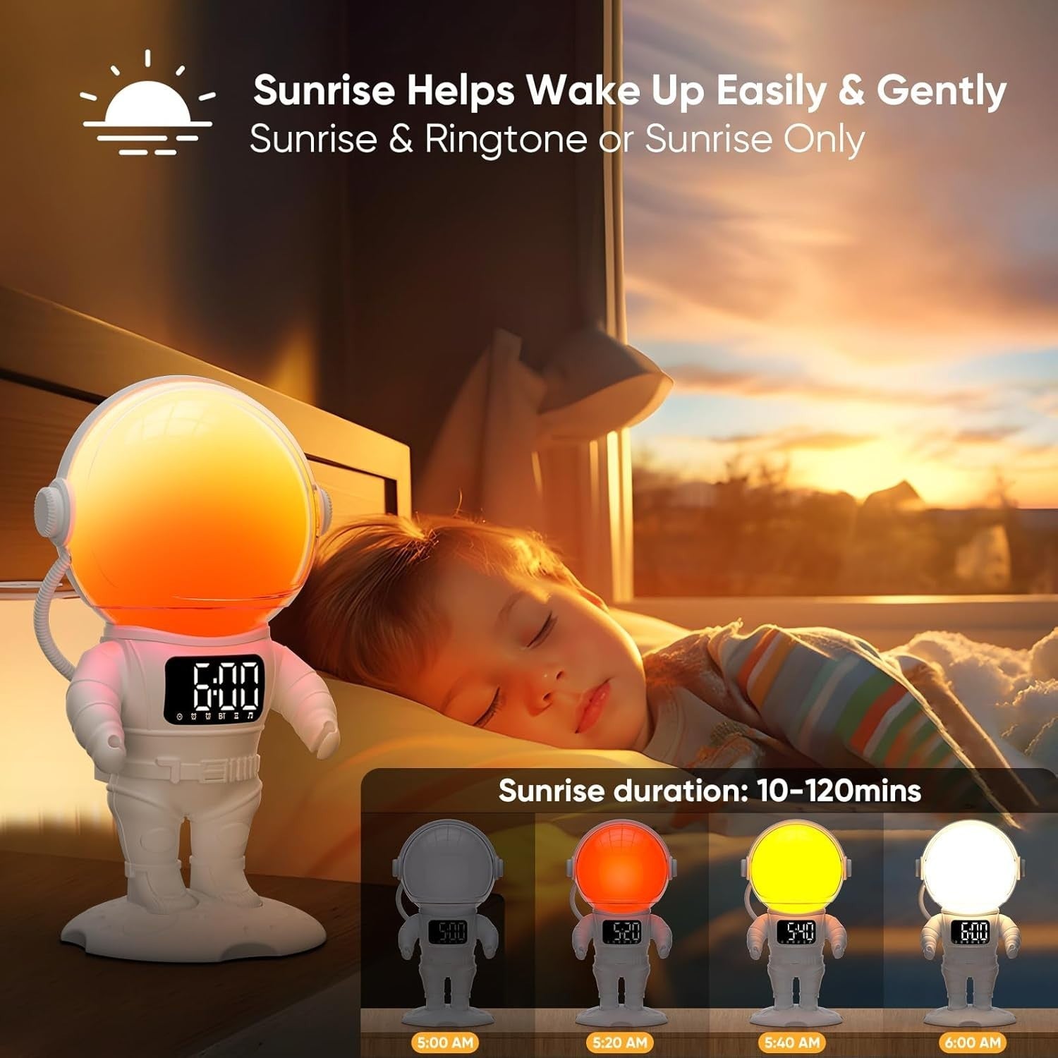 Kids & Adults Sunrise Alarm Clock, 30 Soothing Sounds & 22 Nightlights