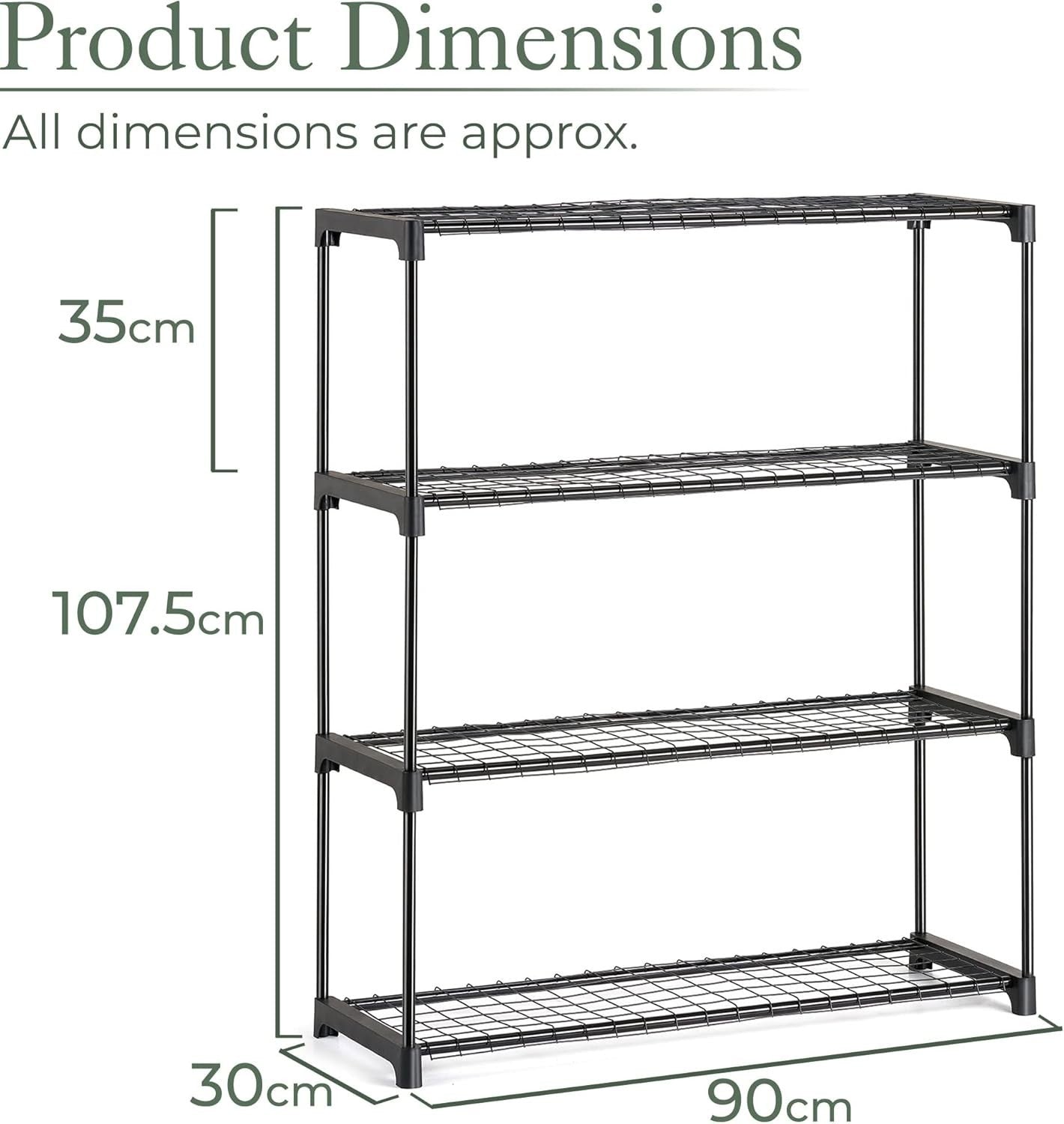 4 Tier Metal Garden Shelving Rack Plant Stand Rust Resistant 107x90x30cm