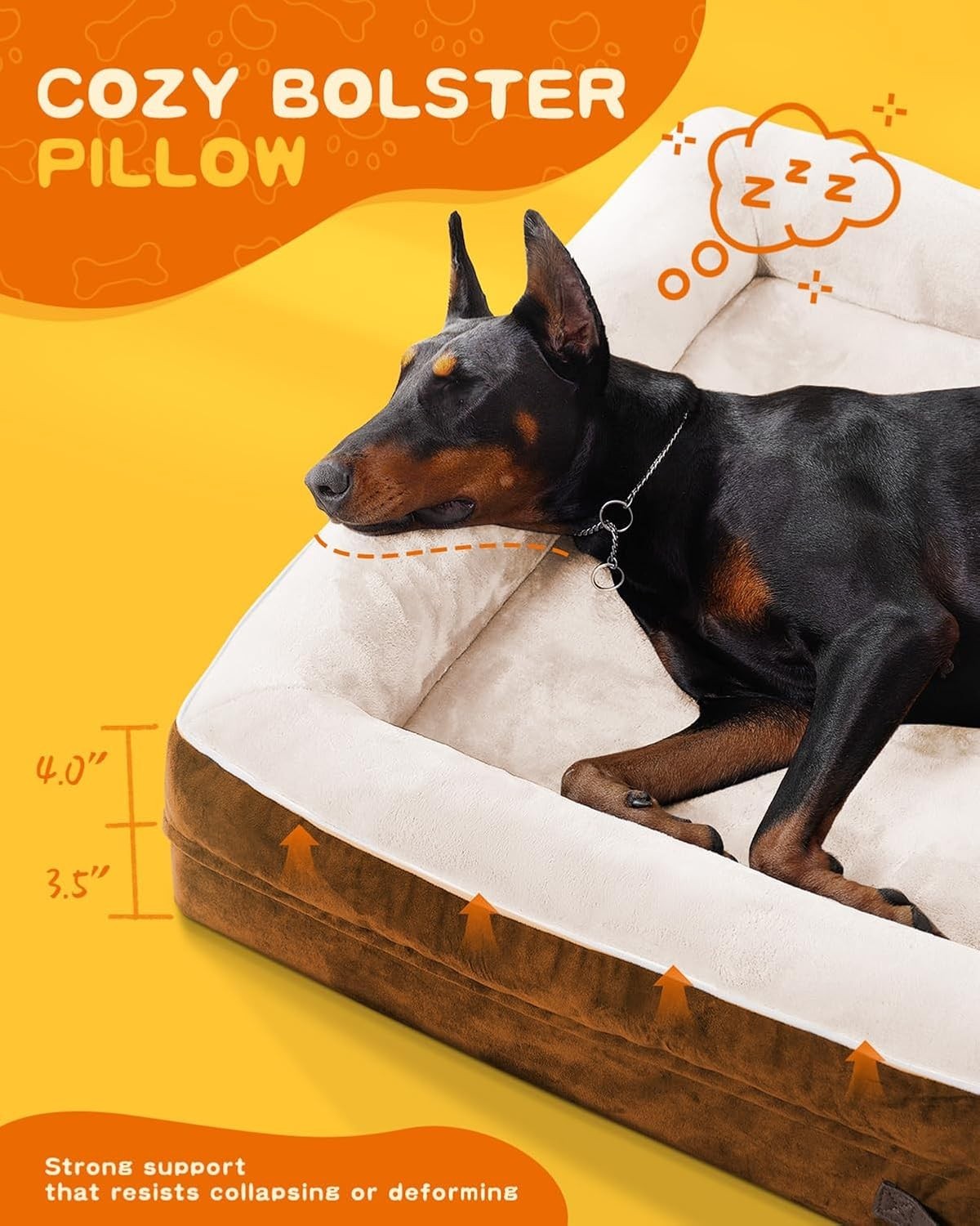 XL Orthopedic Dog Bed 117x76cm Waterproof Washable Brown