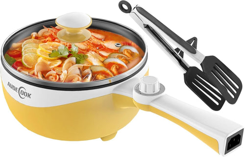 Mini Electric Hot Pot Cooker Nonstick Rapid Ramen Soup Pan 1.7L Travel