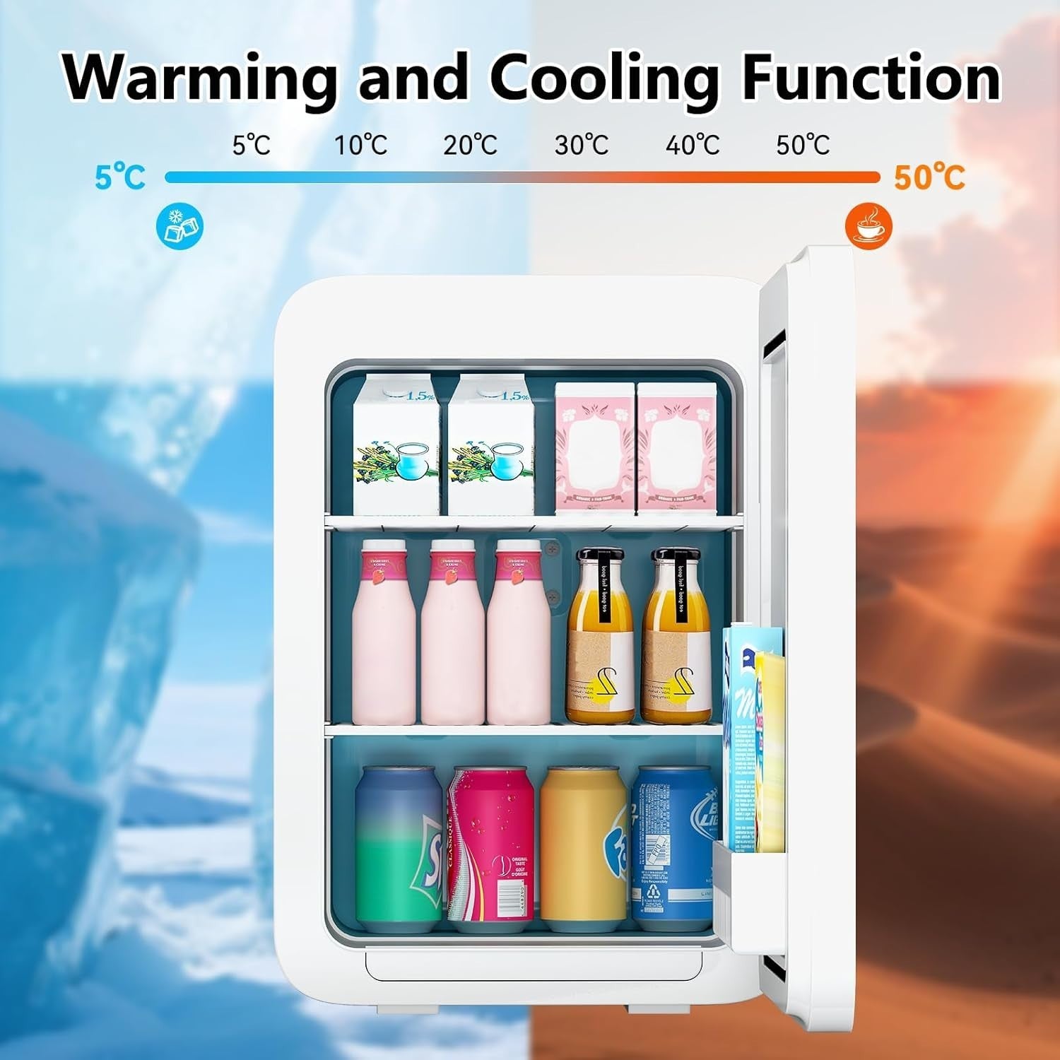 20L Mini Fridge Portable AC/DC Cooler Warmer Skincare Drinks White