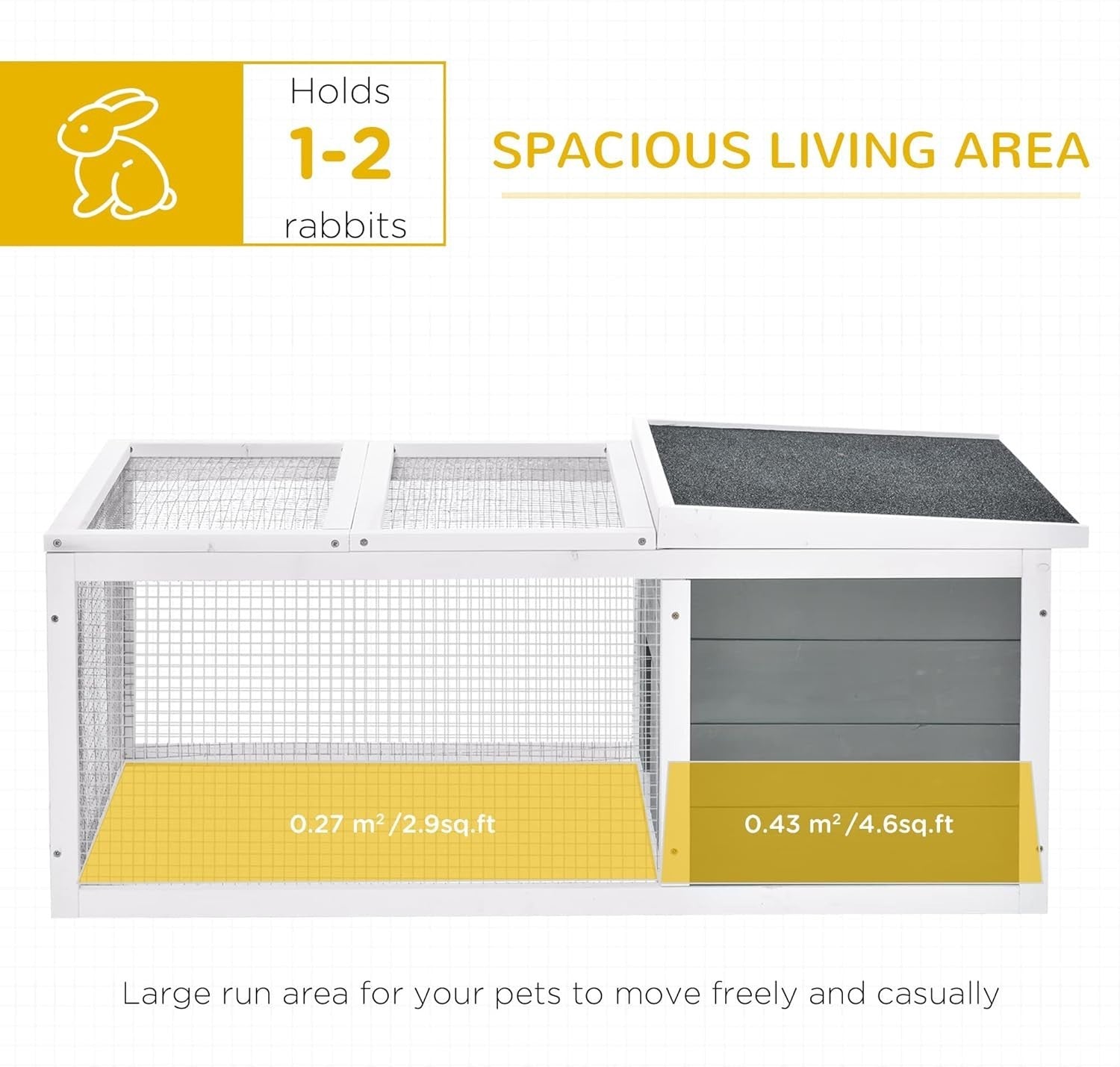 Wooden Rabbit Hutch 115cm Outdoor Pet Cage Run Roof