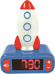 Kids Rocket Alarm Clock Night Light LCD Snooze Sound Effects Bedside Blue