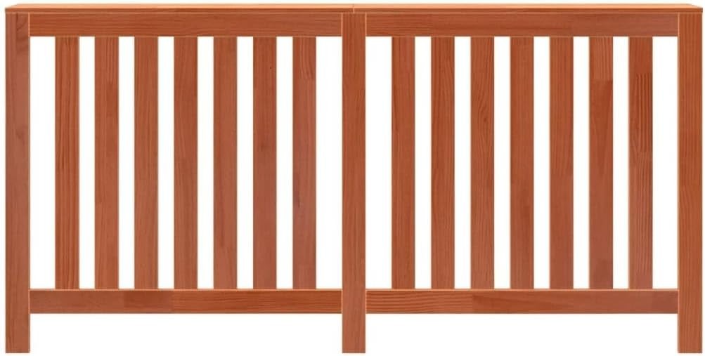 Wax Brown Solid Pine Radiator Cover 169x19x84cm – Modern Slatted Heater Cabinet
