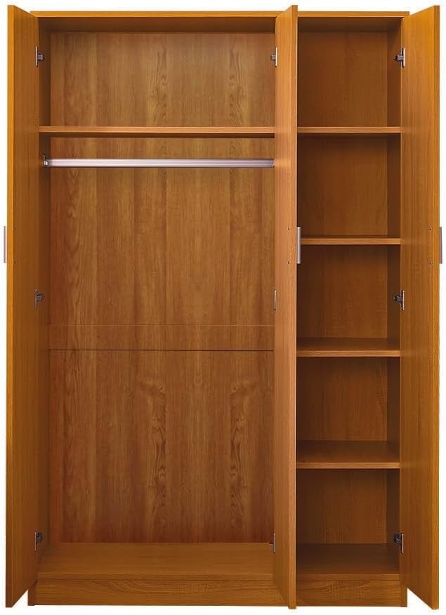 3 Door Wardrobe with Hanging Rail & 6 Shelves | Spacious Bedroom Storage