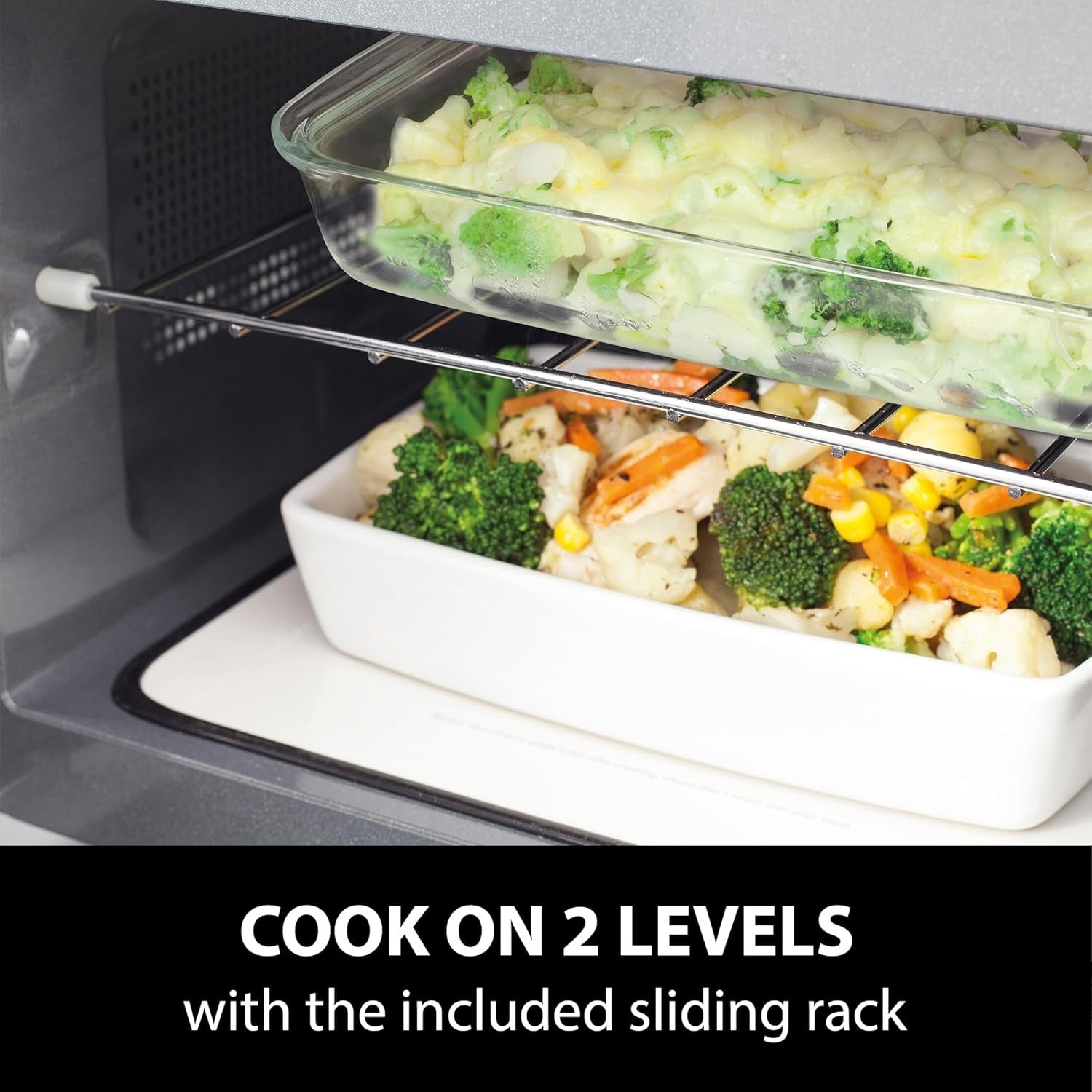 25L Ceramic Microwave Grill 900W 1000W 8 Settings Silver Black