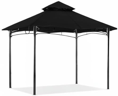 2.7x2.7M Black Outdoor Gazebo Waterproof Steel Frame Garden Party Tent
